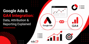 Google Ads and GA4 integration for data, attribution, conversion tracking, and reporting