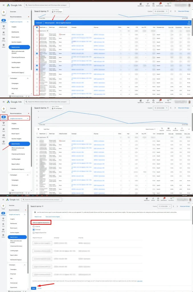 Including Negative keywords through search term.